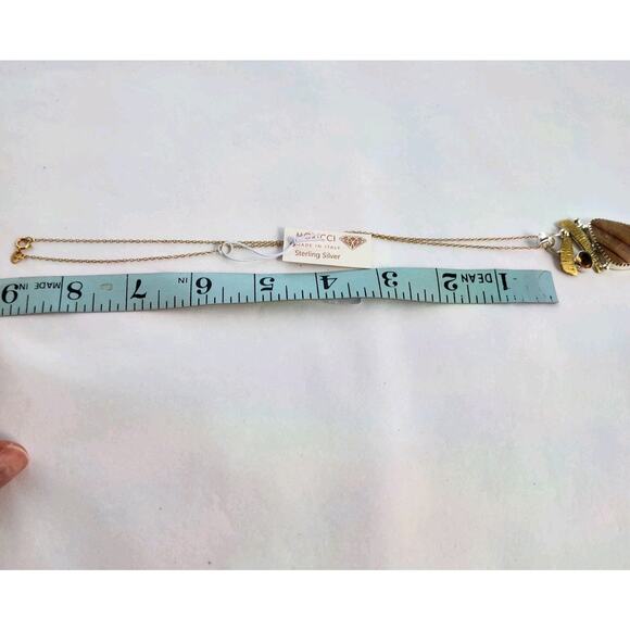Moricci Necklace Gold Over Sterling Silver 925 Vermeil Signed NWT Smoky Quartz - Picture 7 of 8